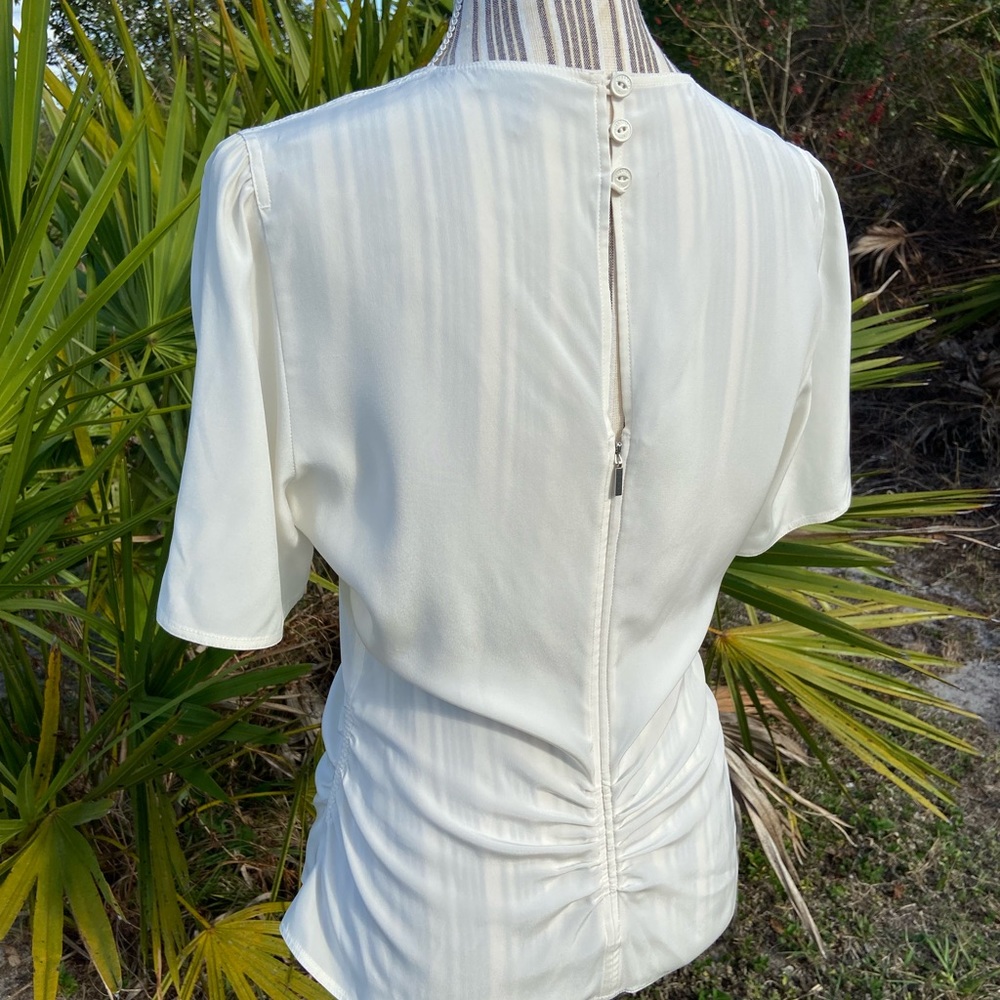Rag & Bone Runched Ruffle Off White Blouse size 6 - Picture 13 of 16